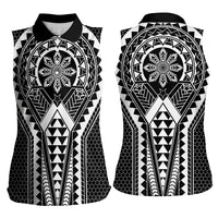 Philippines Batok Tribal Inspired Tattoo Black Women Sleeveless Polo Shirt LT05 - Polynesian Pride