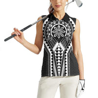 Philippines Batok Tribal Inspired Tattoo Black Women Sleeveless Polo Shirt LT05 - Polynesian Pride