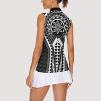 Philippines Batok Tribal Inspired Tattoo Black Women Sleeveless Polo Shirt LT05 - Polynesian Pride