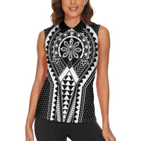 Philippines Batok Tribal Inspired Tattoo Black Women Sleeveless Polo Shirt LT05 - Polynesian Pride