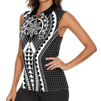 Philippines Batok Tribal Inspired Tattoo Black Women Sleeveless Polo Shirt LT05 - Polynesian Pride
