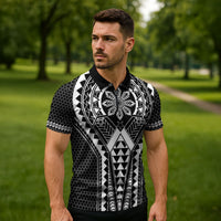 Philippines Batok Tribal Inspired Tattoo Black Zipper Polo Shirt LT05 - Polynesian Pride