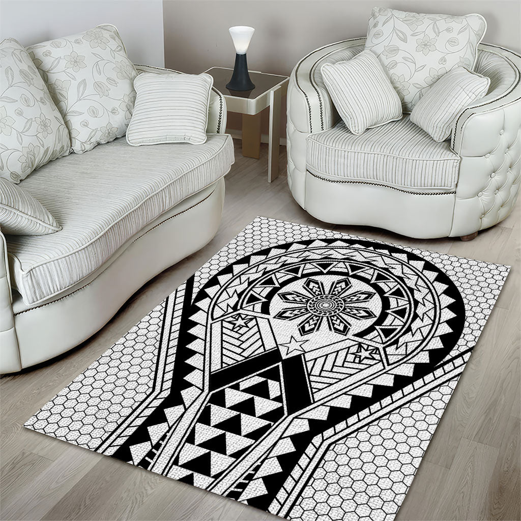 Philippines Batok Tribal Inspired Tattoo White Area Rug LT05 - Polynesian Pride