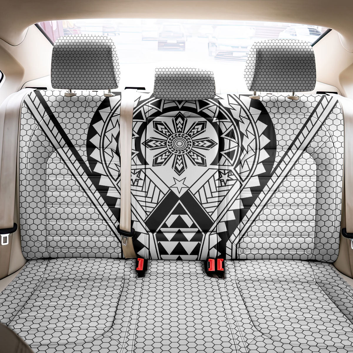 Philippines Batok Tribal Inspired Tattoo White Back Car Seat Cover LT05 - Polynesian Pride