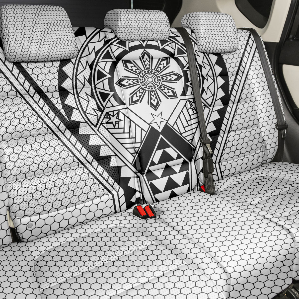 Philippines Batok Tribal Inspired Tattoo White Back Car Seat Cover LT05 - Polynesian Pride