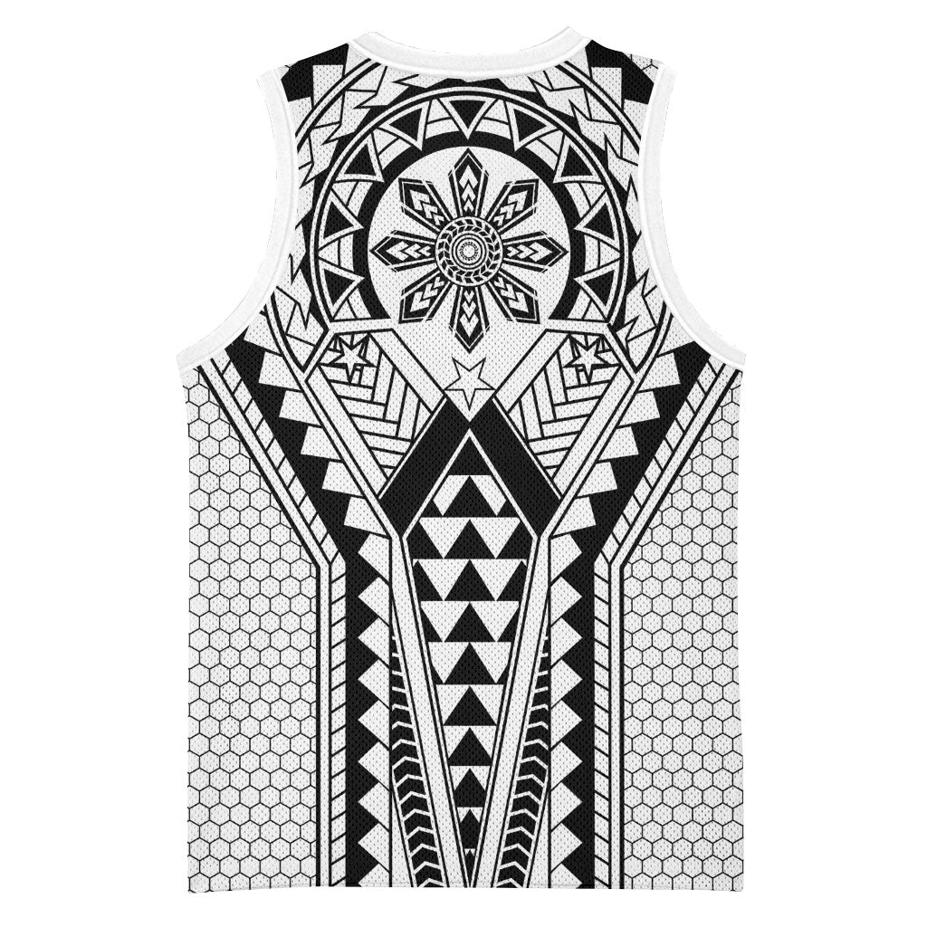 Philippines Batok Tribal Inspired Tattoo White Basketball Jersey LT05 - Polynesian Pride
