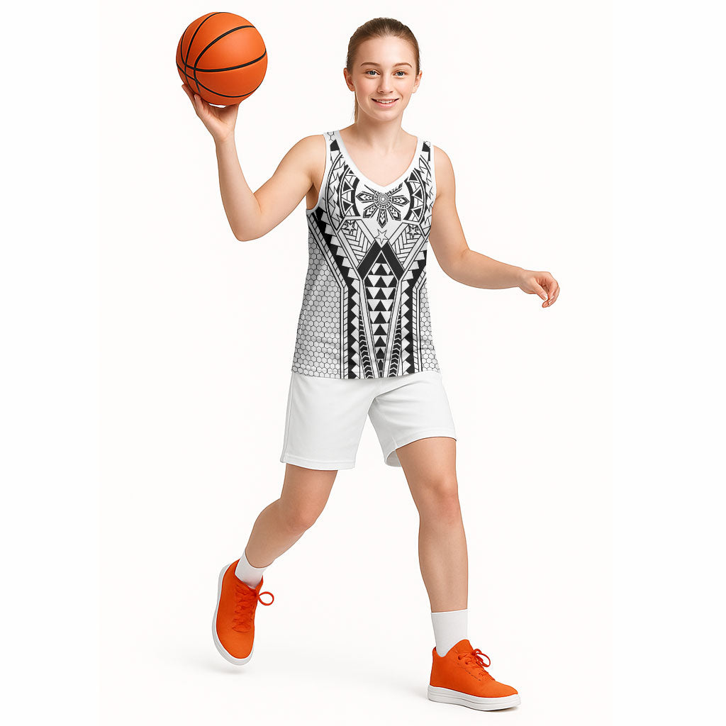 Philippines Batok Tribal Inspired Tattoo White Basketball Jersey LT05 - Polynesian Pride