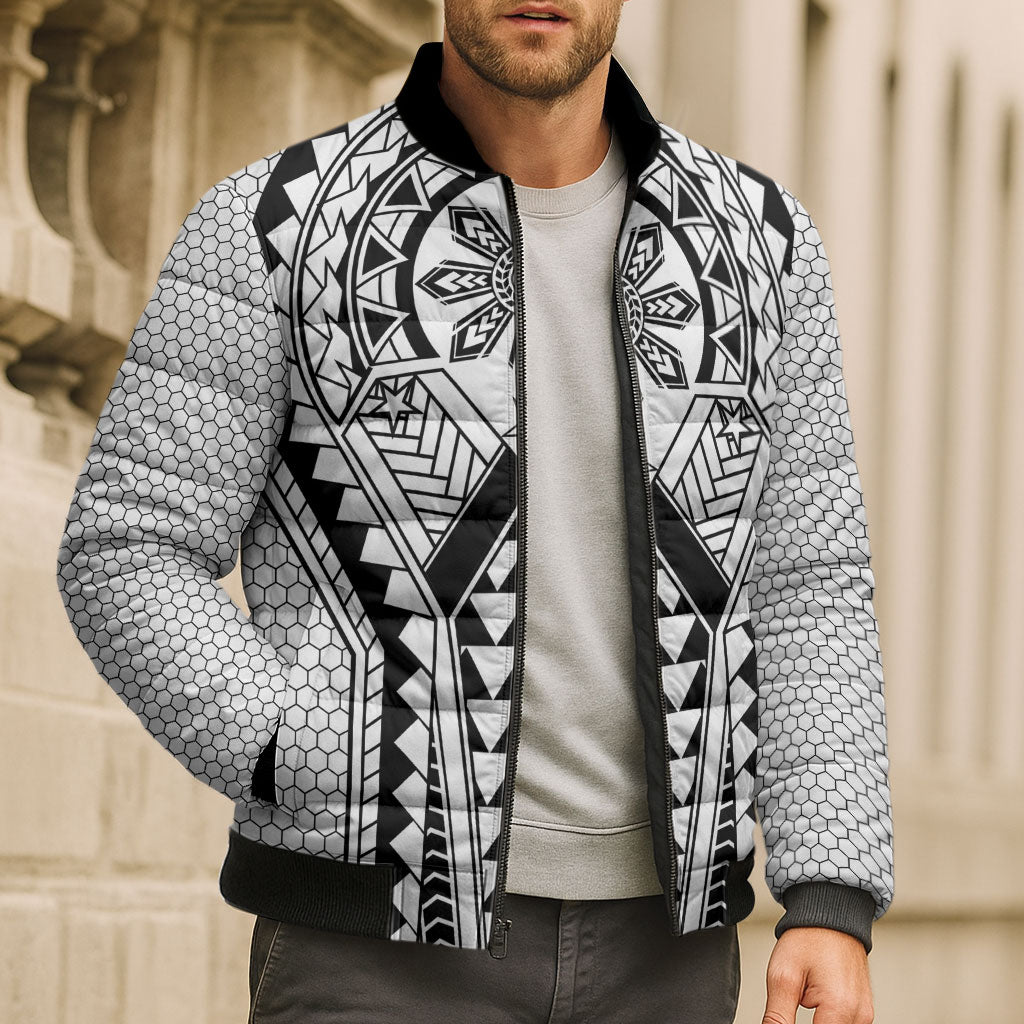 Philippines Batok Tribal Inspired Tattoo White Bomber Puffer Jacket LT05 - Polynesian Pride