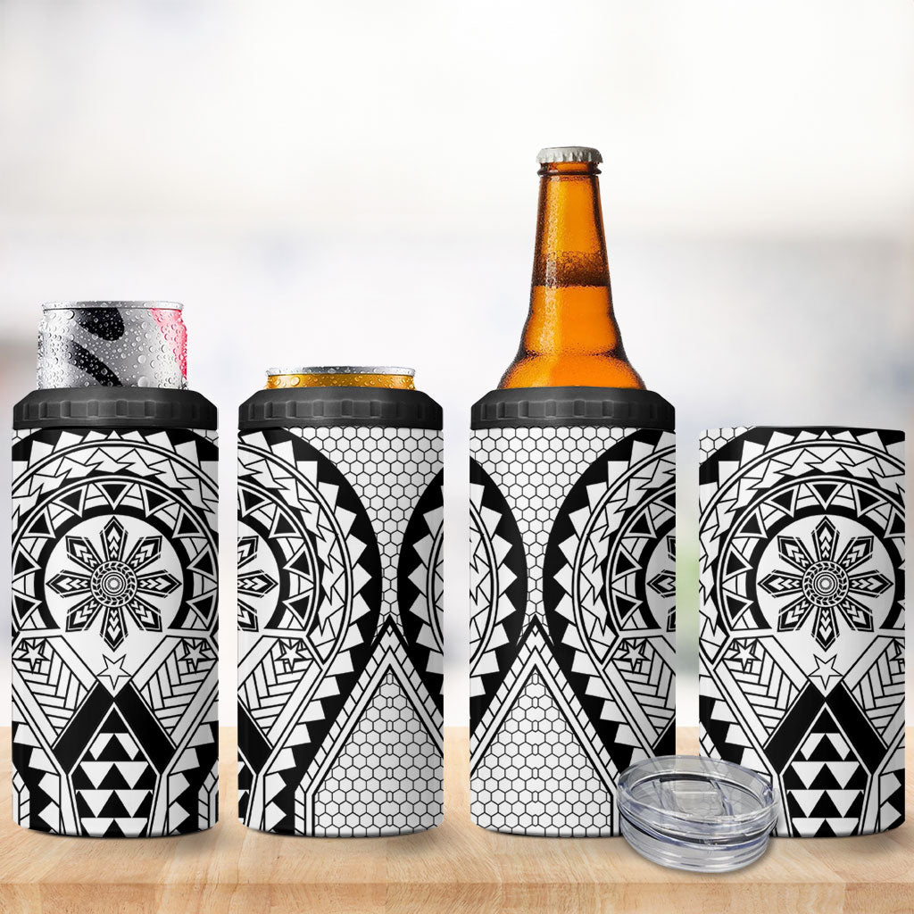 Philippines Batok Tribal Inspired Tattoo White 4 in 1 Can Cooler Tumbler LT05 - Polynesian Pride