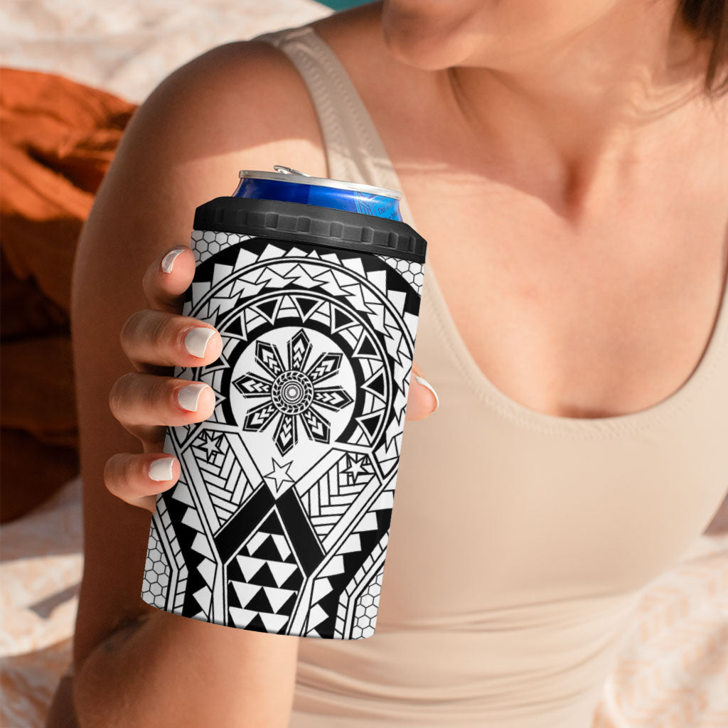 Philippines Batok Tribal Inspired Tattoo White 4 in 1 Can Cooler Tumbler LT05 - Polynesian Pride