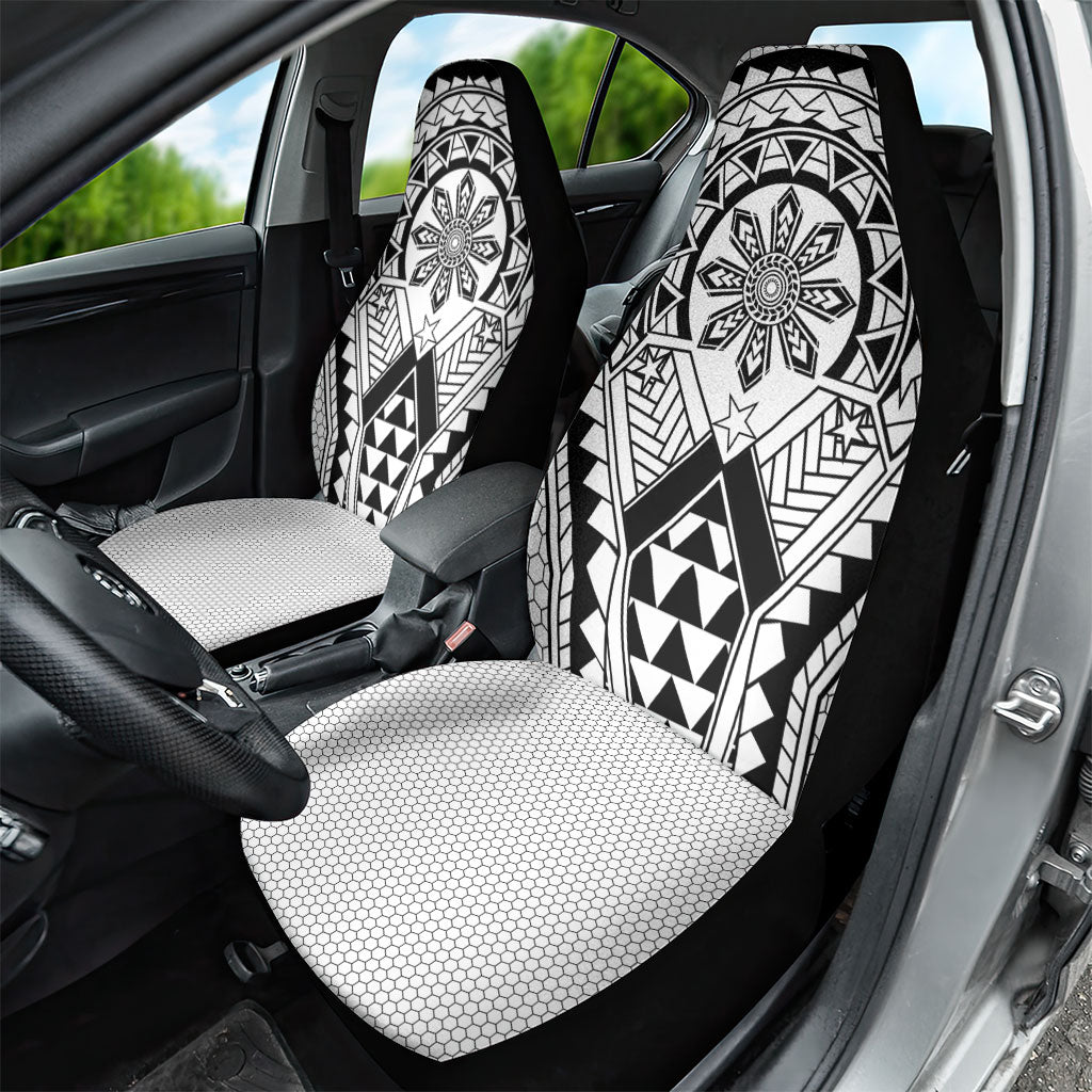 Philippines Batok Tribal Inspired Tattoo White Car Seat Cover LT05 - Polynesian Pride