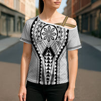 Philippines Batok Tribal Inspired Tattoo White Cross Shoulder Shirt LT05 - Polynesian Pride
