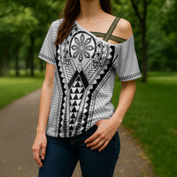 Philippines Batok Tribal Inspired Tattoo White Cross Shoulder Shirt LT05 - Polynesian Pride