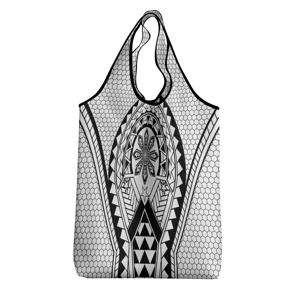 Philippines Batok Tribal Inspired Tattoo White Grocery Bag LT05 - Polynesian Pride
