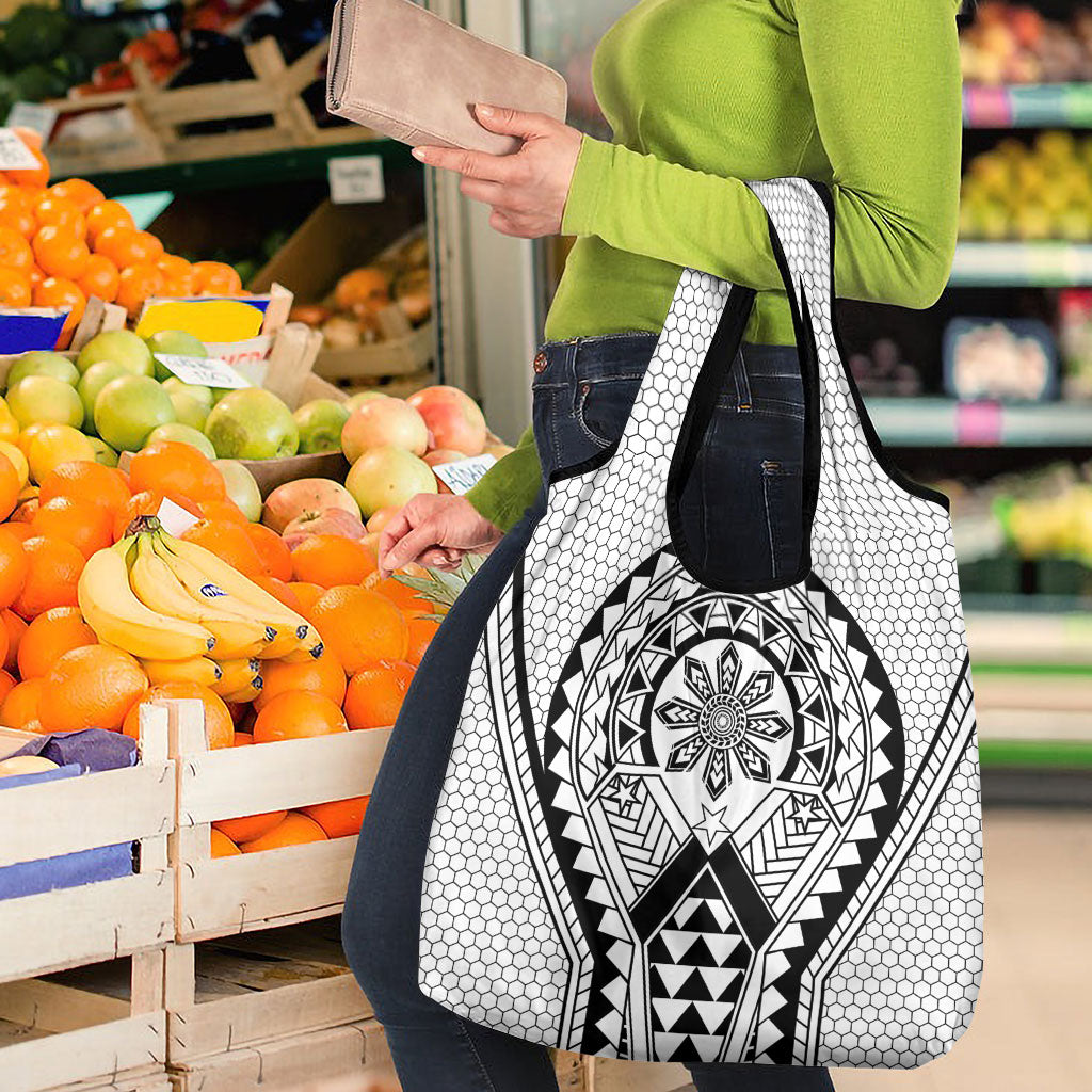 Philippines Batok Tribal Inspired Tattoo White Grocery Bag LT05 - Polynesian Pride