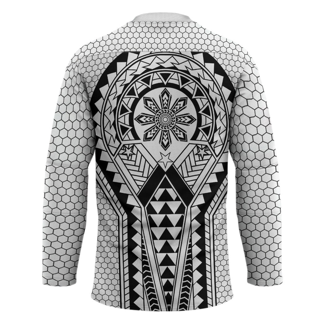 Philippines Batok Tribal Inspired Tattoo White Hockey Jersey LT05 - Polynesian Pride