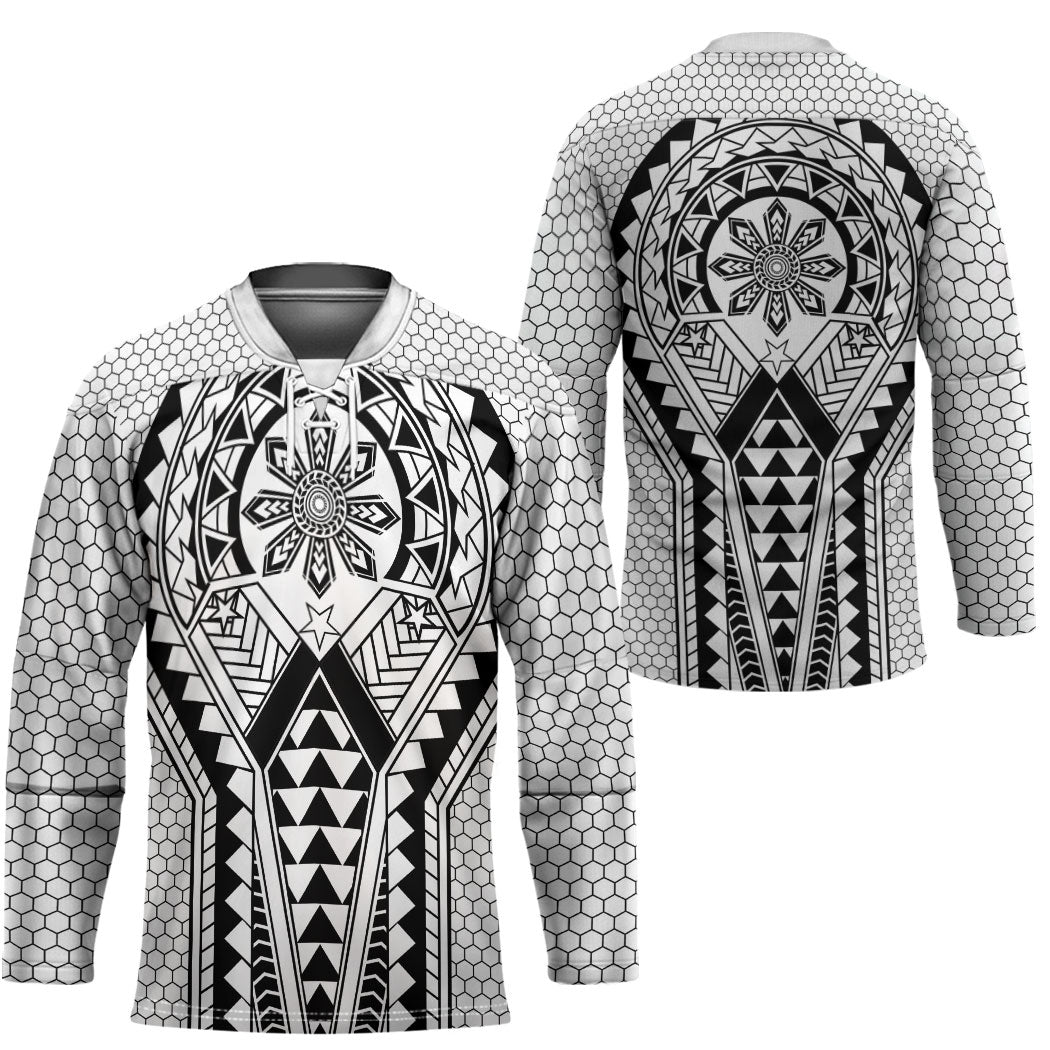 Philippines Batok Tribal Inspired Tattoo White Hockey Jersey LT05 - Polynesian Pride