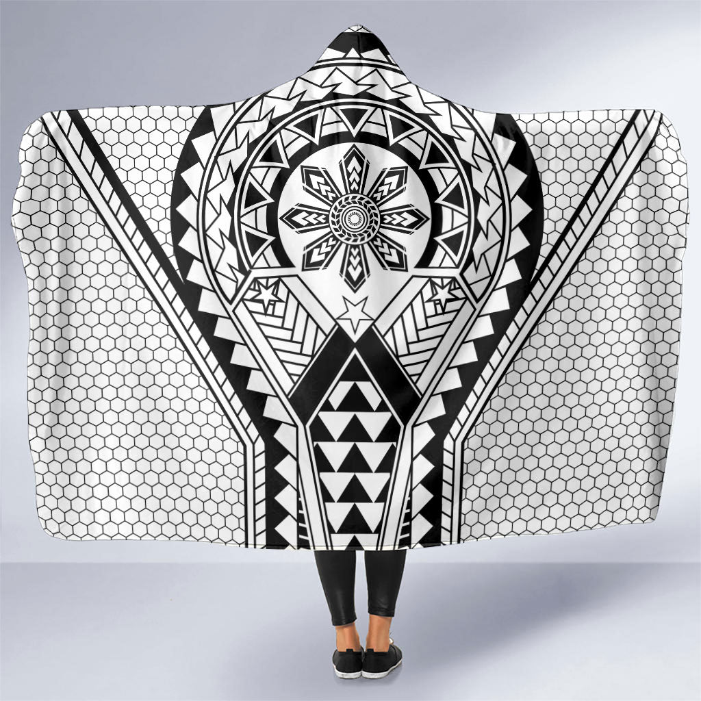 Philippines Batok Tribal Inspired Tattoo White Hooded Blanket LT05 One Size White - Polynesian Pride