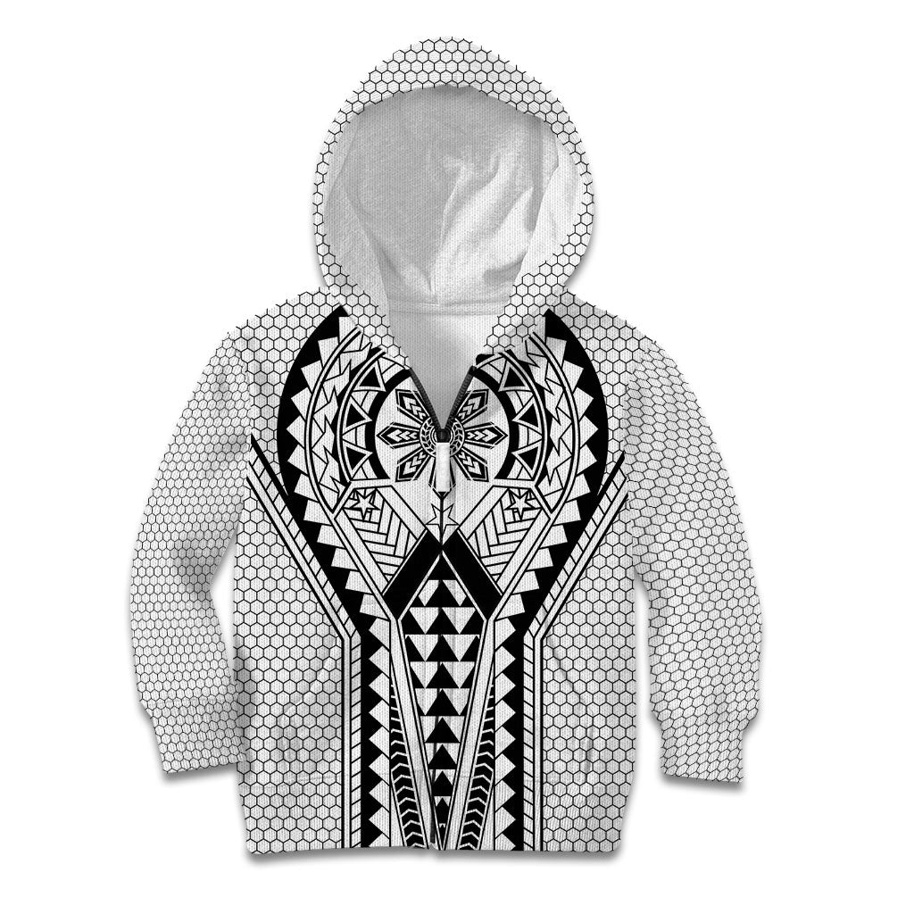 Philippines Batok Tribal Inspired Tattoo White Kid Hoodie LT05 Zip Hoodie White - Polynesian Pride