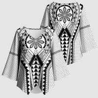 Philippines Batok Tribal Inspired Tattoo White Kimono Sleeve Blouse LT05 - Polynesian Pride
