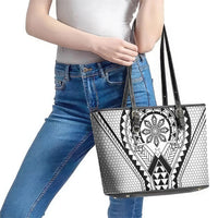 Philippines Batok Tribal Inspired Tattoo White Leather Tote Bag LT05 - Polynesian Pride