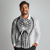 Philippines Batok Tribal Inspired Tattoo White Long Sleeve Polo Shirt LT05 - Polynesian Pride