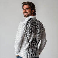 Philippines Batok Tribal Inspired Tattoo White Long Sleeve Polo Shirt LT05 - Polynesian Pride