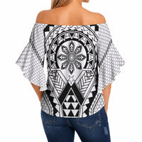 Philippines Batok Tribal Inspired Tattoo White Off Shoulder Wrap Waist Top LT05 - Polynesian Pride