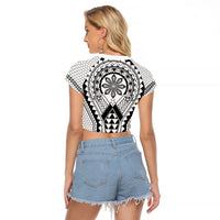 Philippines Batok Tribal Inspired Tattoo White Raglan Cropped T Shirt LT05 - Polynesian Pride