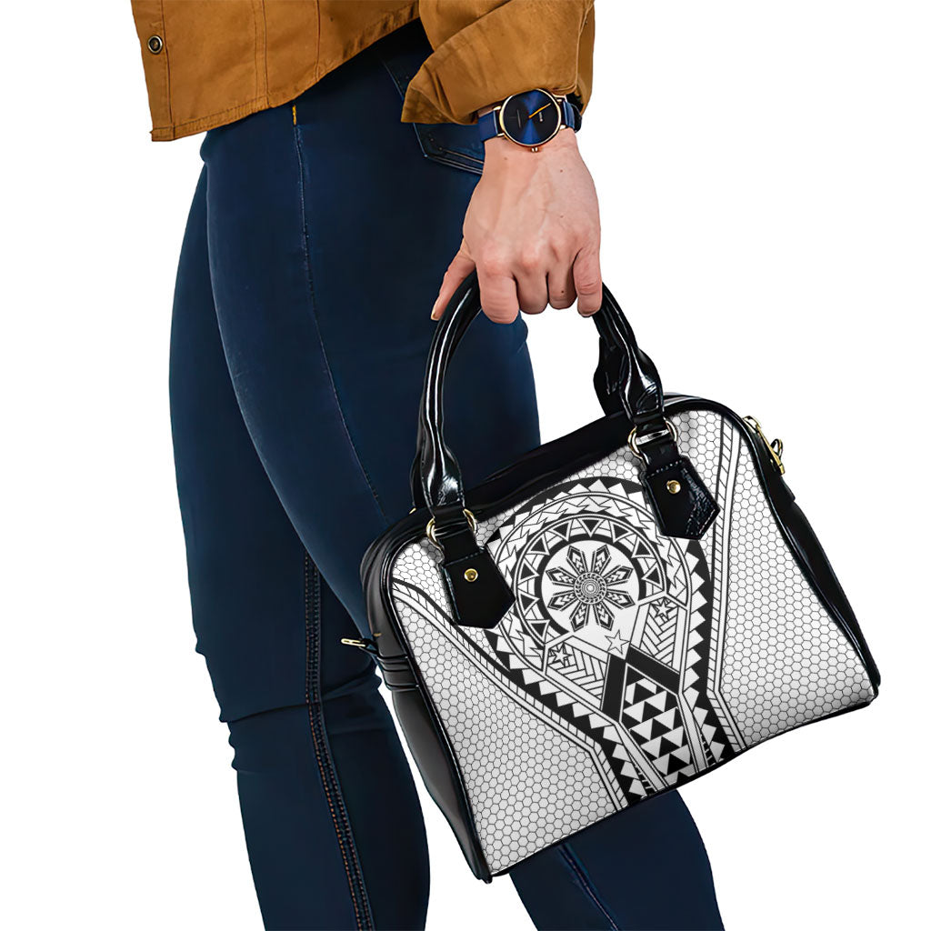Philippines Batok Tribal Inspired Tattoo White Shoulder Handbag LT05 - Polynesian Pride