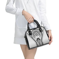 Philippines Batok Tribal Inspired Tattoo White Shoulder Handbag LT05 - Polynesian Pride
