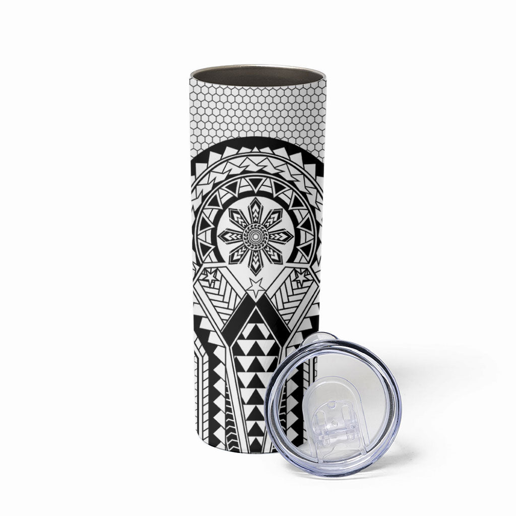 Philippines Batok Tribal Inspired Tattoo White Skinny Tumbler LT05 - Polynesian Pride