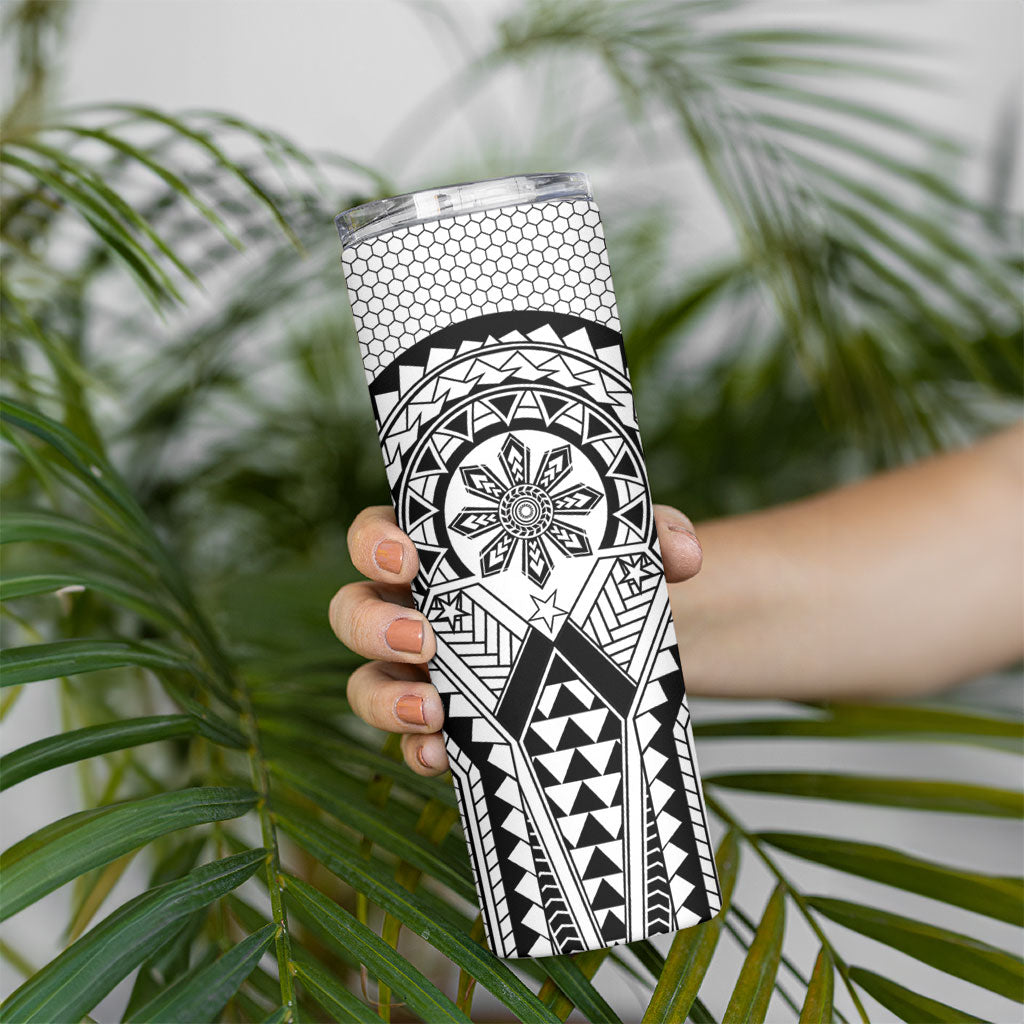 Philippines Batok Tribal Inspired Tattoo White Skinny Tumbler LT05 - Polynesian Pride