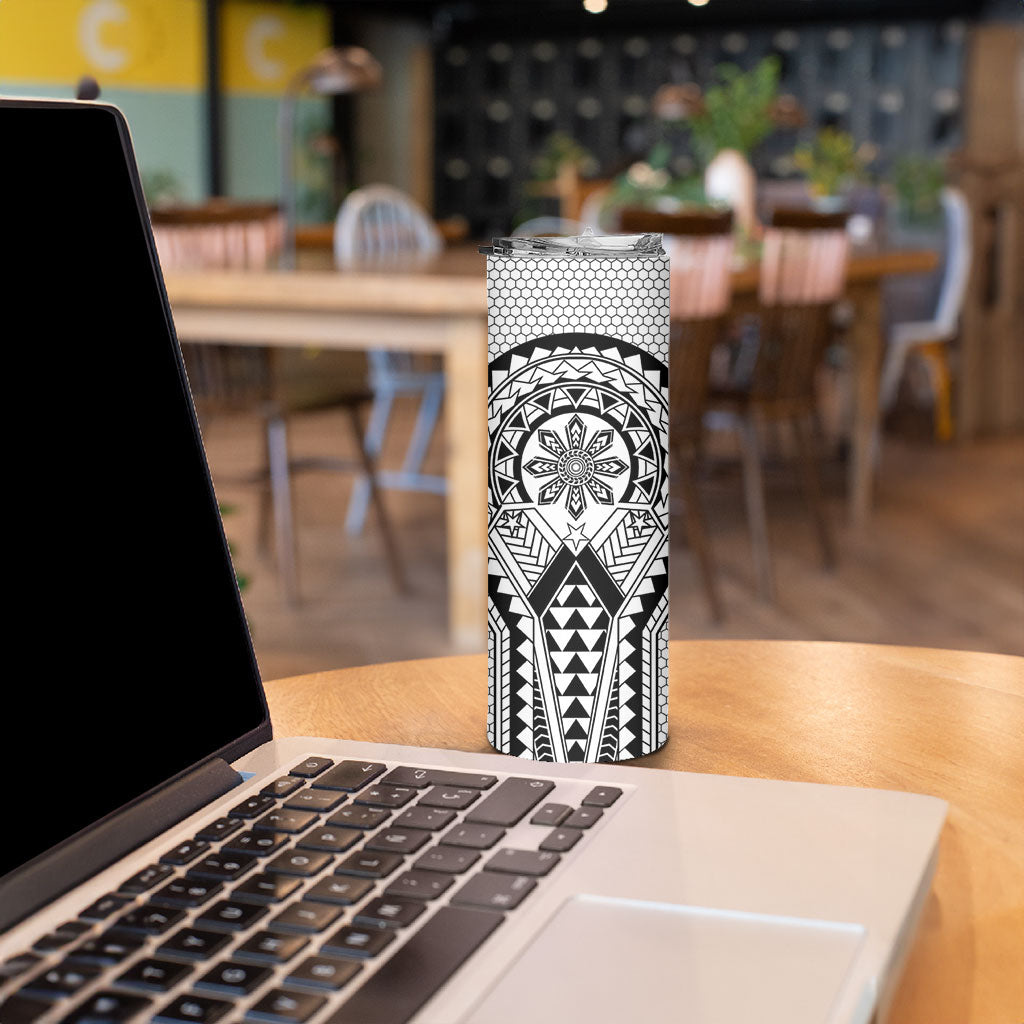 Philippines Batok Tribal Inspired Tattoo White Skinny Tumbler LT05 - Polynesian Pride