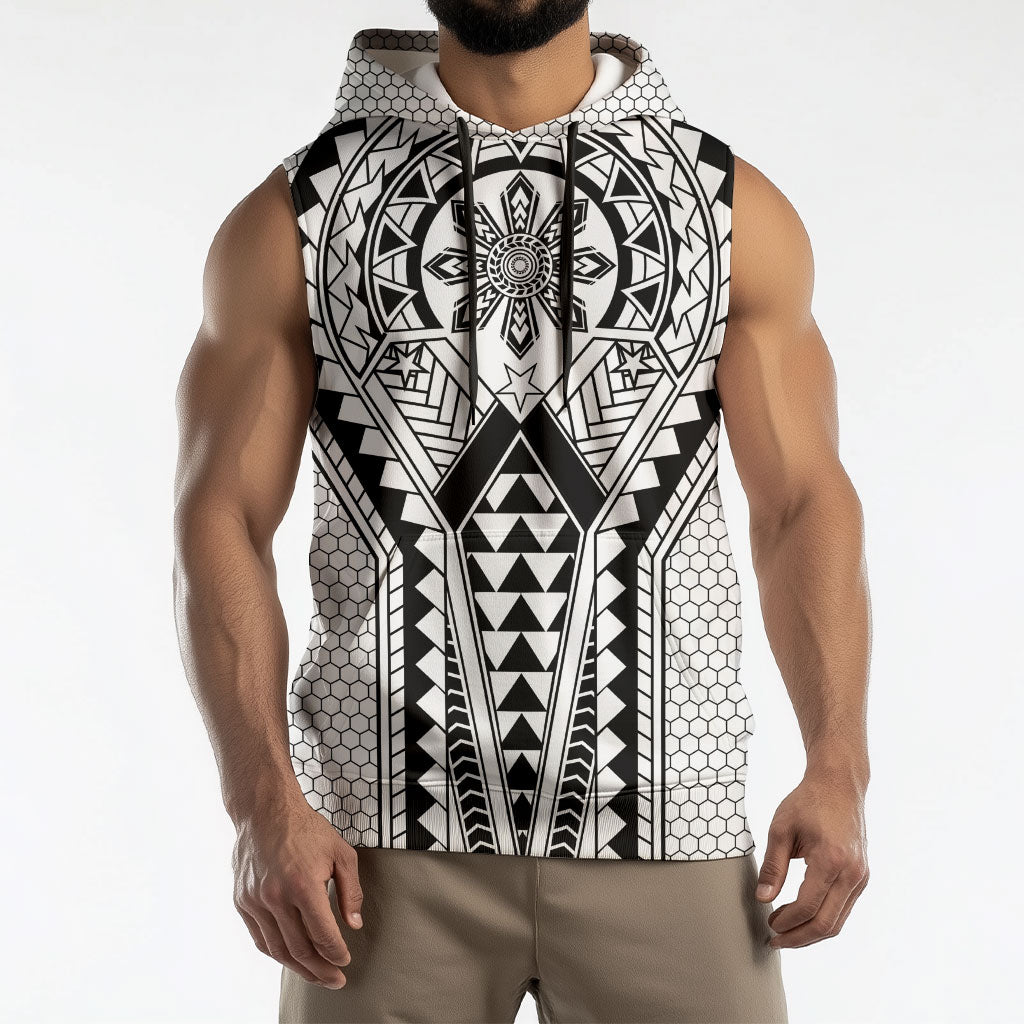 Philippines Batok Tribal Inspired Tattoo White Sleeveless Hoodie LT05 - Polynesian Pride
