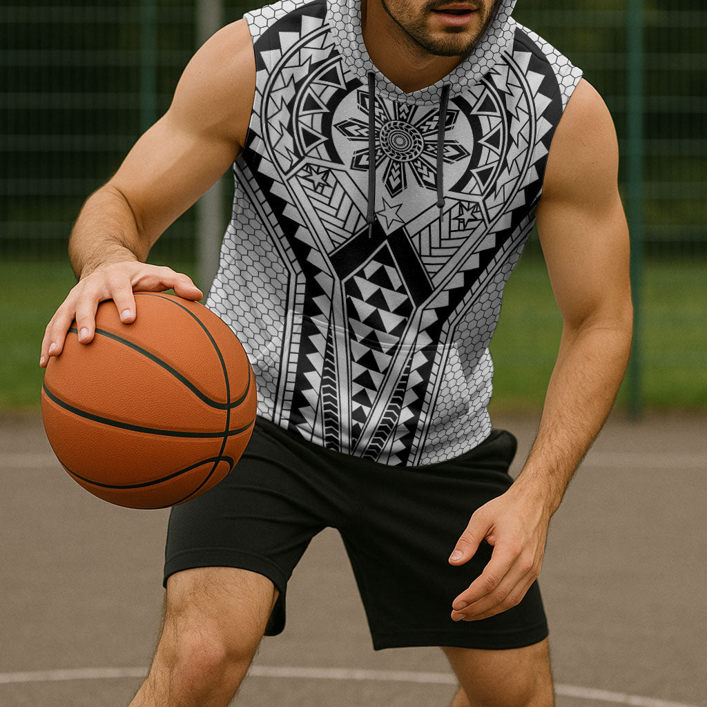 Philippines Batok Tribal Inspired Tattoo White Sleeveless Hoodie LT05 - Polynesian Pride