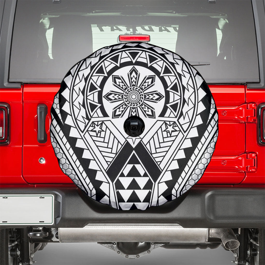 Philippines Batok Tribal Inspired Tattoo White Spare Tire Cover LT05 - Polynesian Pride