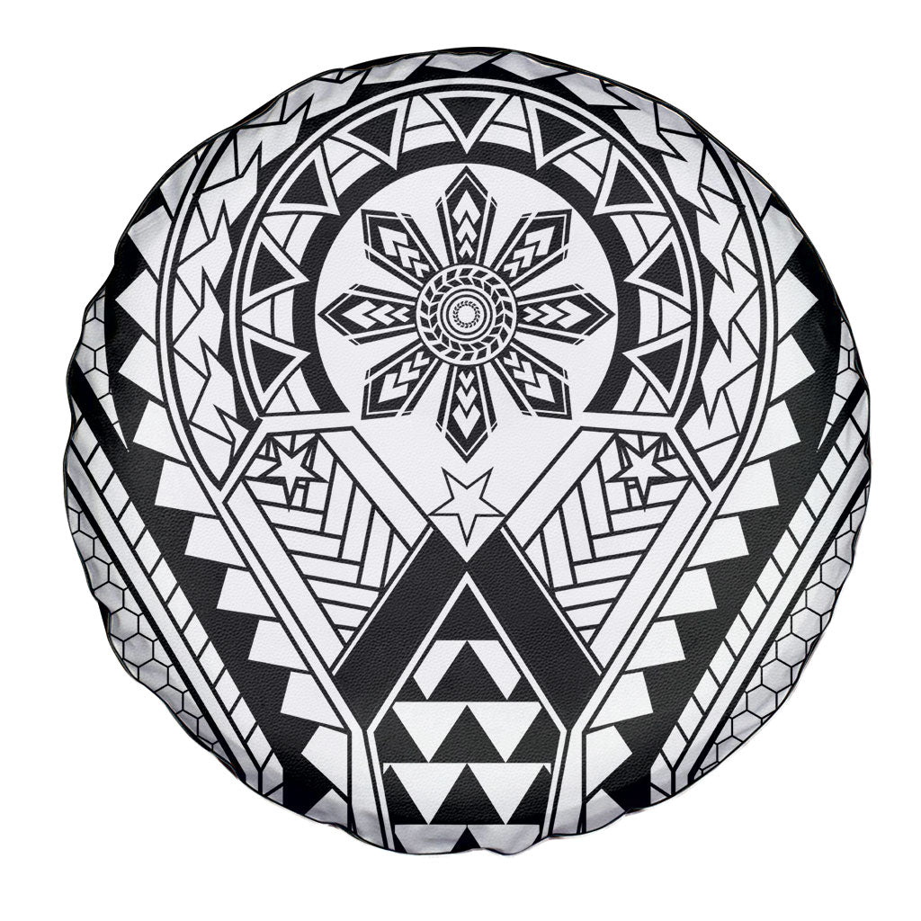 Philippines Batok Tribal Inspired Tattoo White Spare Tire Cover LT05 - Polynesian Pride