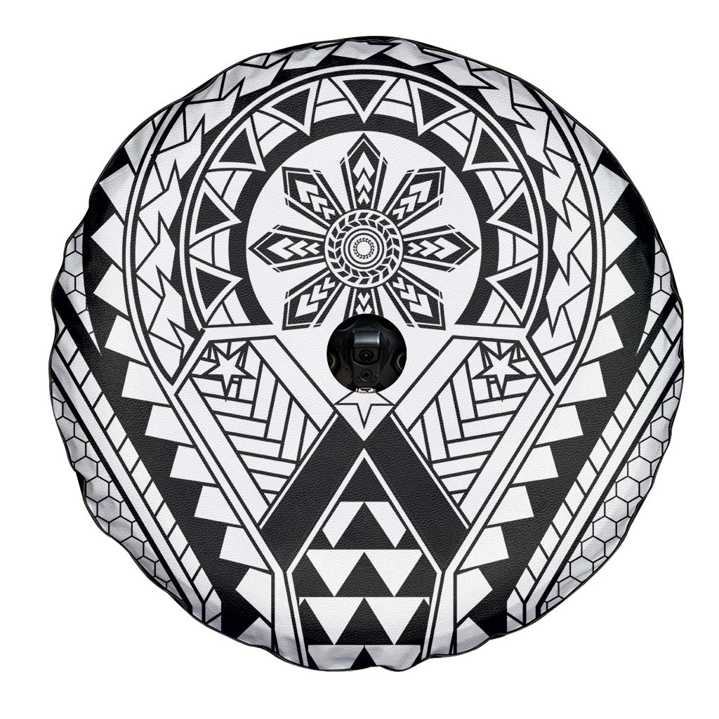 Philippines Batok Tribal Inspired Tattoo White Spare Tire Cover LT05 - Polynesian Pride