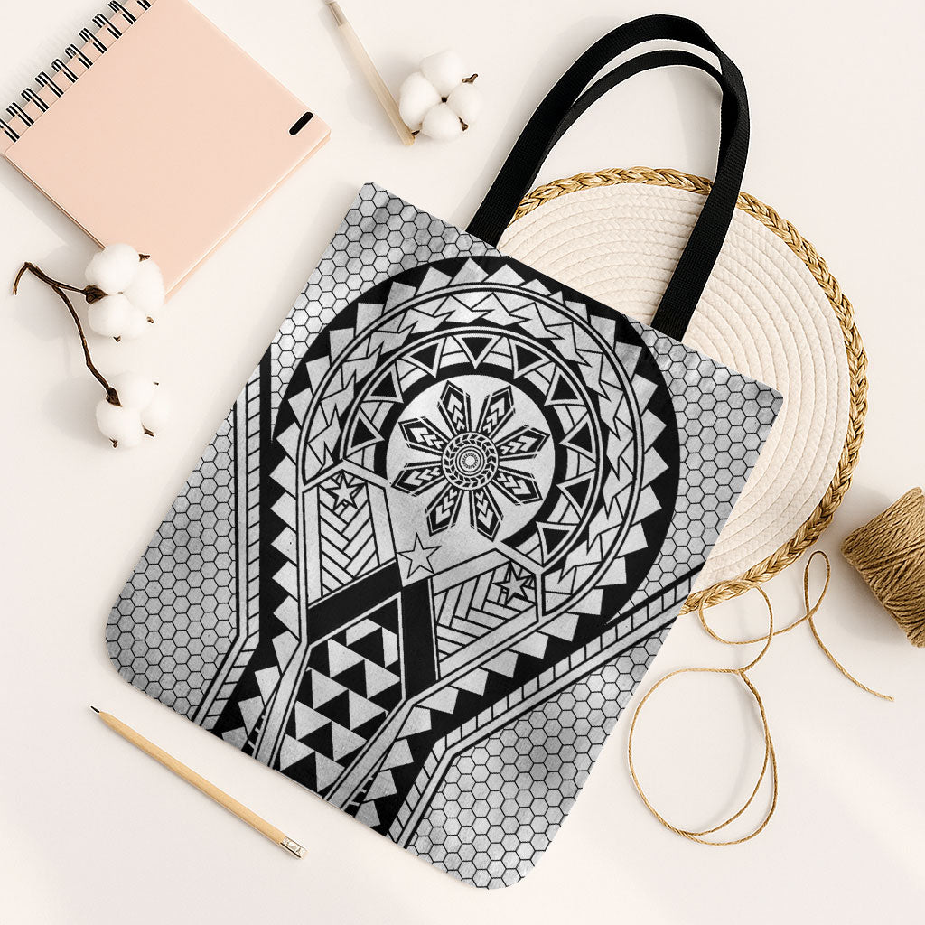 Philippines Batok Tribal Inspired Tattoo White Tote Bag LT05 Black Strap One Size White - Polynesian Pride