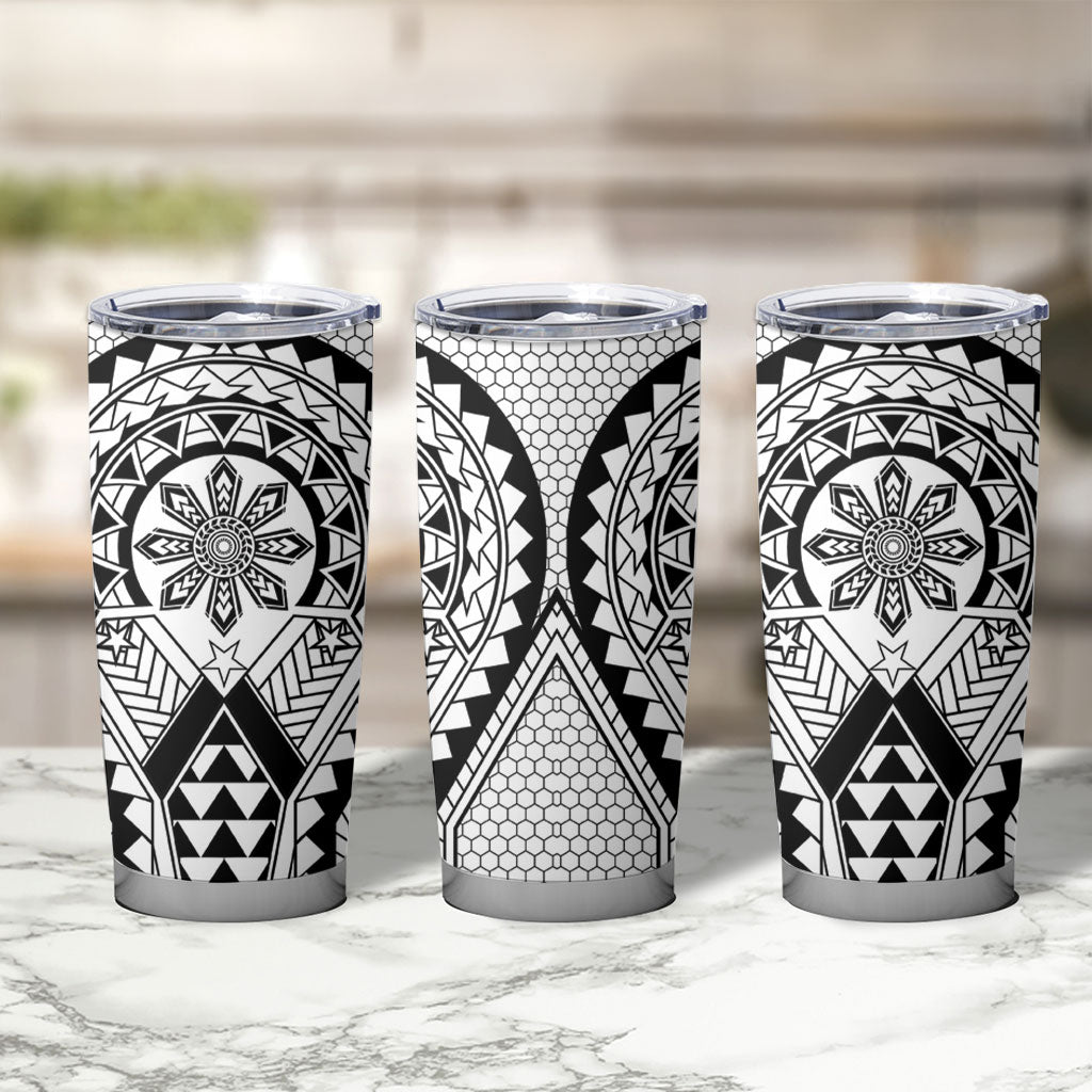 Philippines Batok Tribal Inspired Tattoo White Tumbler Cup LT05 - Polynesian Pride