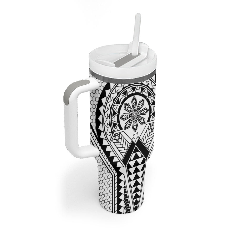 Philippines Batok Tribal Inspired Tattoo White Tumbler With Handle LT05 - Polynesian Pride