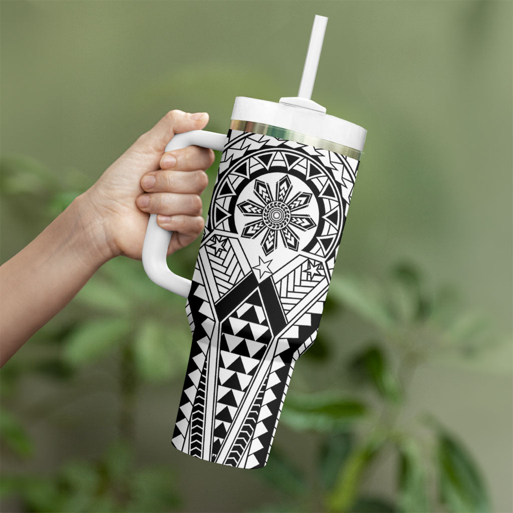 Philippines Batok Tribal Inspired Tattoo White Tumbler With Handle LT05 - Polynesian Pride