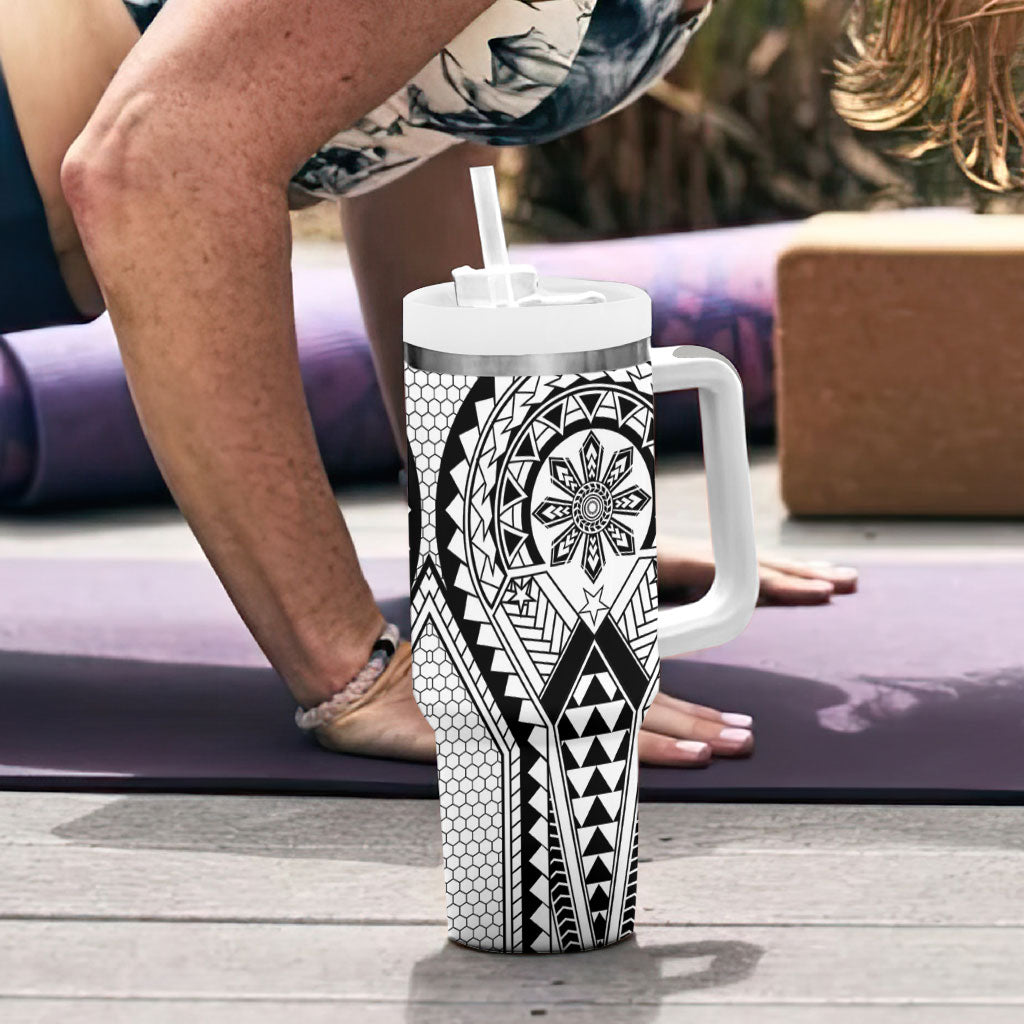 Philippines Batok Tribal Inspired Tattoo White Tumbler With Handle LT05 - Polynesian Pride
