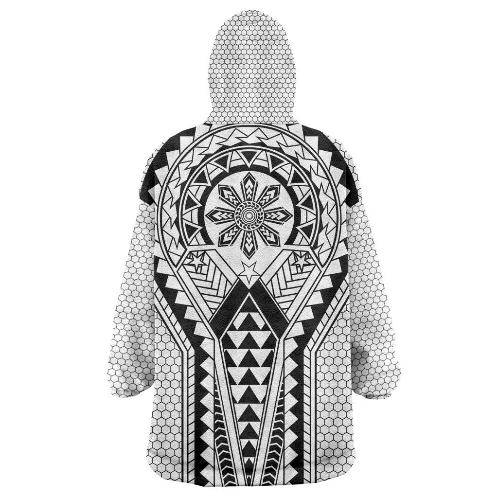 Philippines Batok Tribal Inspired Tattoo White Wearable Blanket Hoodie LT05 - Polynesian Pride