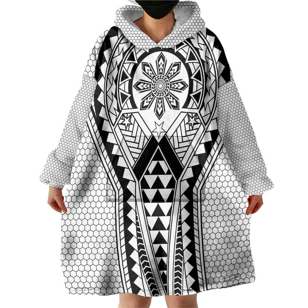 Philippines Batok Tribal Inspired Tattoo White Wearable Blanket Hoodie LT05 - Polynesian Pride