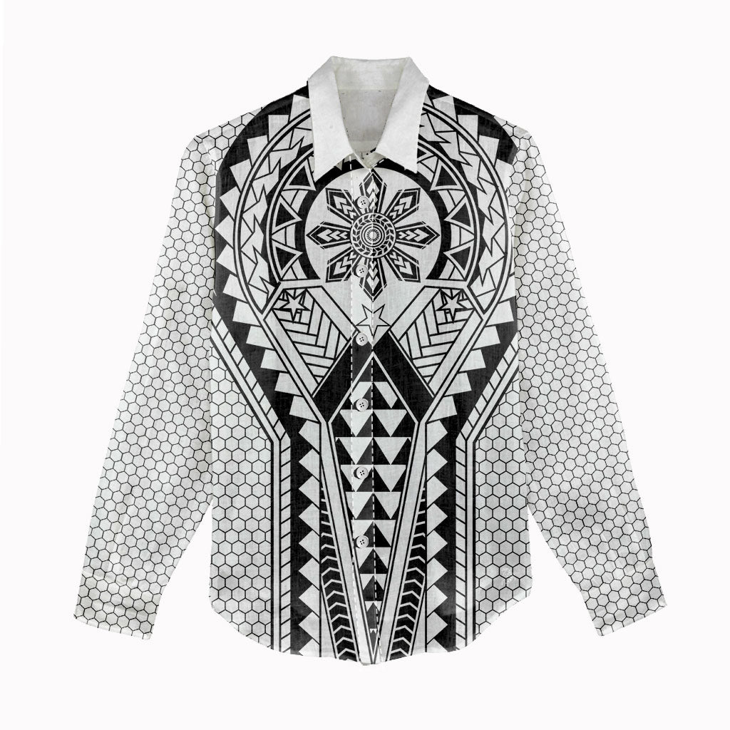 Philippines Batok Tribal Inspired Tattoo White Women Casual Shirt LT05 - Polynesian Pride