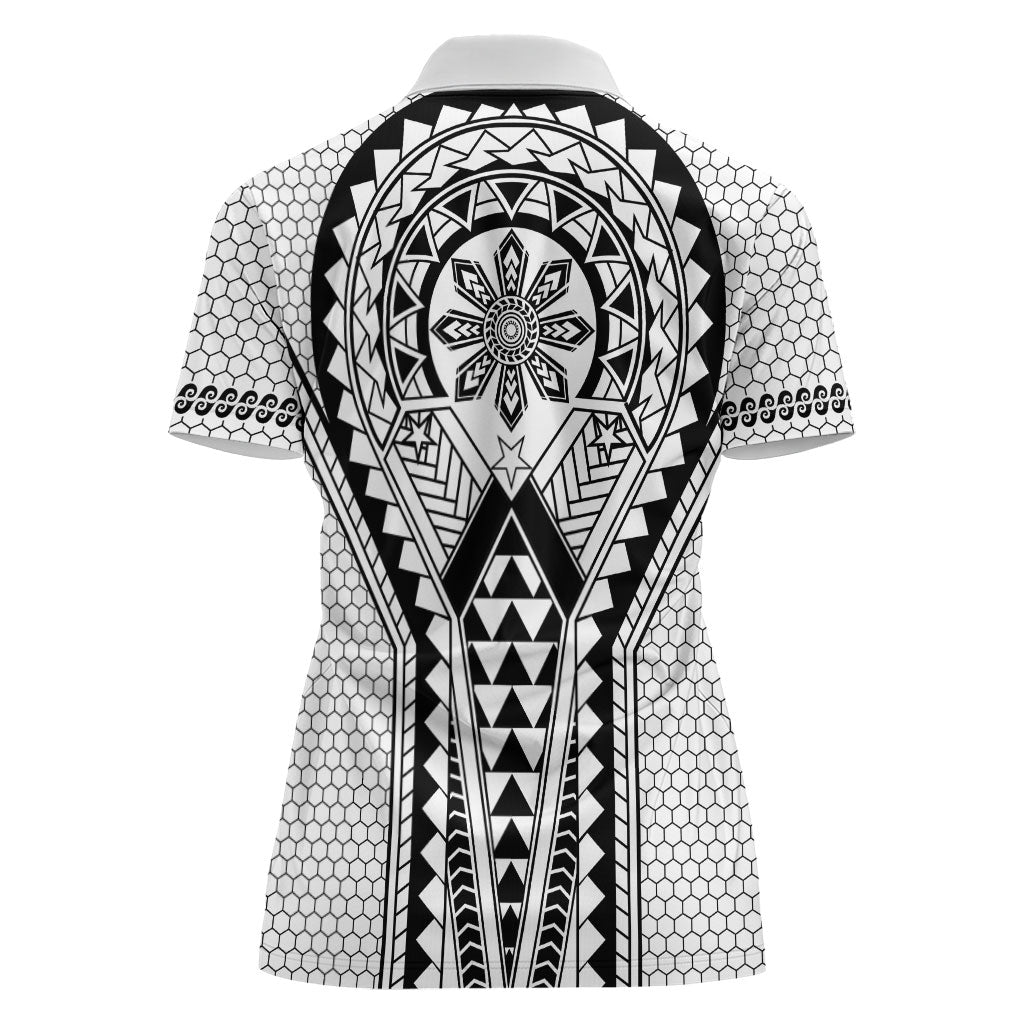 Philippines Batok Tribal Inspired Tattoo White Women Polo Shirt LT05 - Polynesian Pride