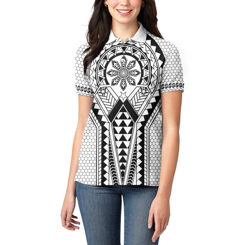 Philippines Batok Tribal Inspired Tattoo White Women Polo Shirt LT05 - Polynesian Pride