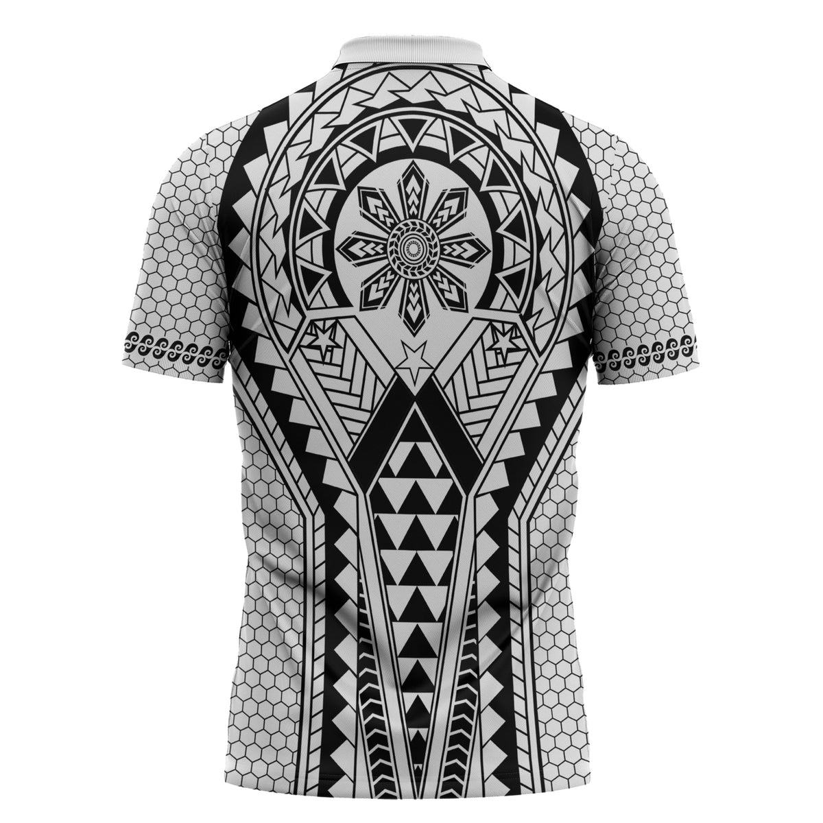 Philippines Batok Tribal Inspired Tattoo White Zipper Polo Shirt LT05 - Polynesian Pride